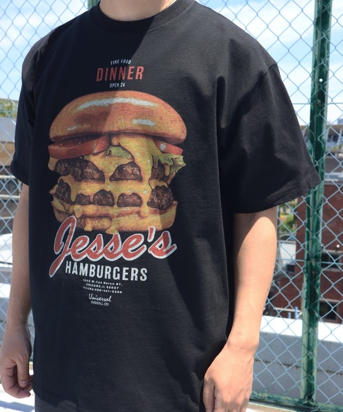 UNIVERSAL OVERALL(ユニバーサルオーバーオール)の「UNIVERSAL OVERALL / hamburger SS TEE / ハンバーガープリント半袖Tシャツ(Tシャツ/カットソー・メンズ・ホワイト/ブラウン/ブラック・L/M)」の15枚目の写真