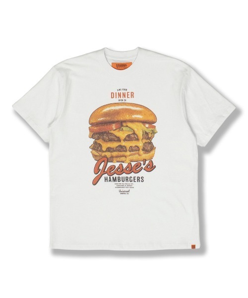 UNIVERSAL OVERALL(ユニバーサルオーバーオール)の「UNIVERSAL OVERALL / hamburger SS TEE / ハンバーガープリント半袖Tシャツ(Tシャツ/カットソー・メンズ・ホワイト/ブラウン/ブラック・L/M)」の17枚目の写真