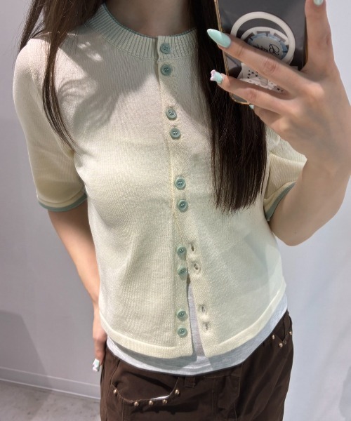 Birthday room(バースデイルーム)の「バイカラーサマーレイヤードトップス/Two-tone summer layered top(ニット/セーター・レディース・ブラウン/アイボリー・FREE)」の3枚目の写真