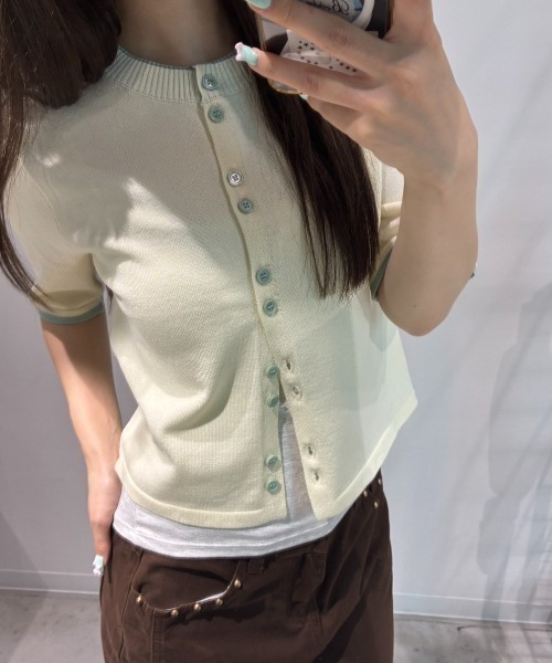 Birthday room(バースデイルーム)の「バイカラーサマーレイヤードトップス/Two-tone summer layered top(ニット/セーター・レディース・ブラウン/アイボリー・FREE)」の6枚目の写真