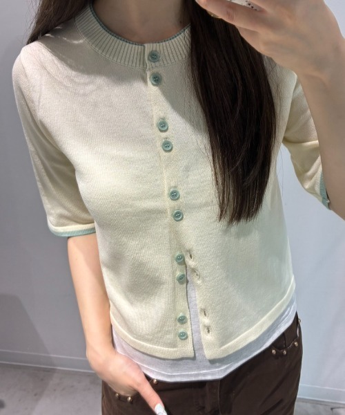 Birthday room(バースデイルーム)の「バイカラーサマーレイヤードトップス/Two-tone summer layered top(ニット/セーター・レディース・ブラウン/アイボリー・FREE)」の7枚目の写真
