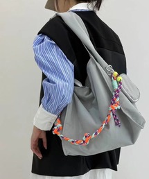 カラフル紐小物入れポーチ付きショルダーバッグ
