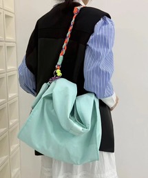 カラフル紐小物入れポーチ付きショルダーバッグ