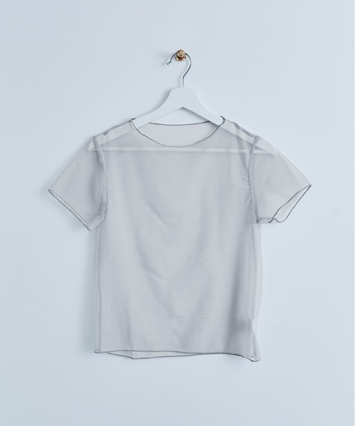 kirakiraShop(キラキラショップ)の「【2点セット】キャミソール付き シアー 半袖 トップス(Tシャツ/カットソー・レディース・ブラック/ホワイト/グレー・FREE)」の14枚目の写真