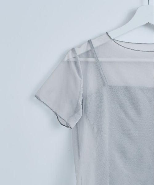 kirakiraShop(キラキラショップ)の「【2点セット】キャミソール付き シアー 半袖 トップス(Tシャツ/カットソー・レディース・ブラック/ホワイト/グレー・FREE)」の16枚目の写真