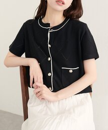 ダイヤ柄透かし配色カーディガン