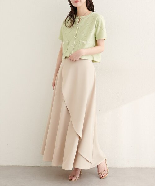 natural couture（ナチュラルクチュール）の「ダイヤ柄透かし配色カーディガン（カーディガン/ボレロ・レディース・ベージュ/ミント/ブラック/オフホワイト・FREE）」の16枚目の写真