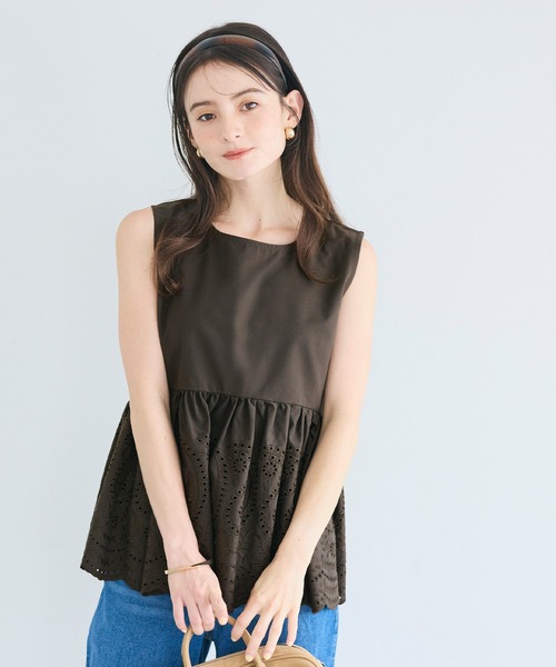 coca(coca)(コカ)の「\速乾/ パンチングレースノースリーブブラウス(シャツ/ブラウス・レディース・ブラック/ブラウン・L/M)」の19枚目の写真