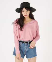 MOUSSY | Loose Vneck Knit tops(ニット/セーター)