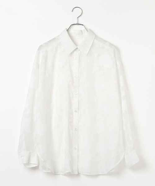 PAGEBOY(ページボーイ)の「レースジャガードシアーシャツ(シャツ/ブラウス・レディース・ブルー/オフホワイト/ブラック・FREE)」の12枚目の写真