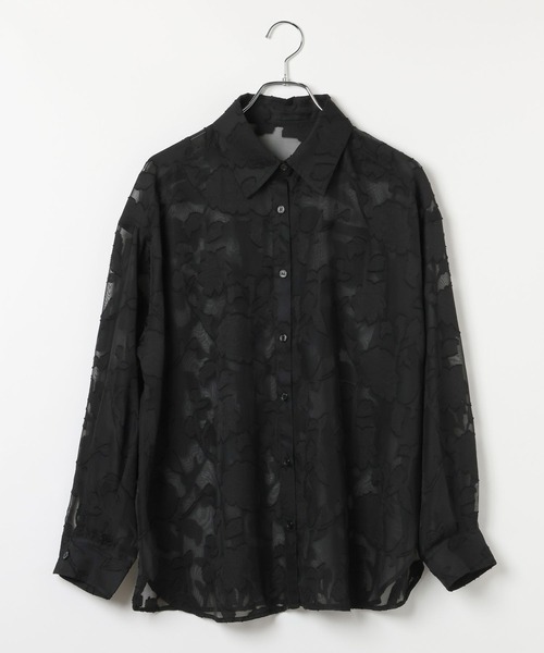 PAGEBOY(ページボーイ)の「レースジャガードシアーシャツ(シャツ/ブラウス・レディース・ブルー/オフホワイト/ブラック・FREE)」の9枚目の写真