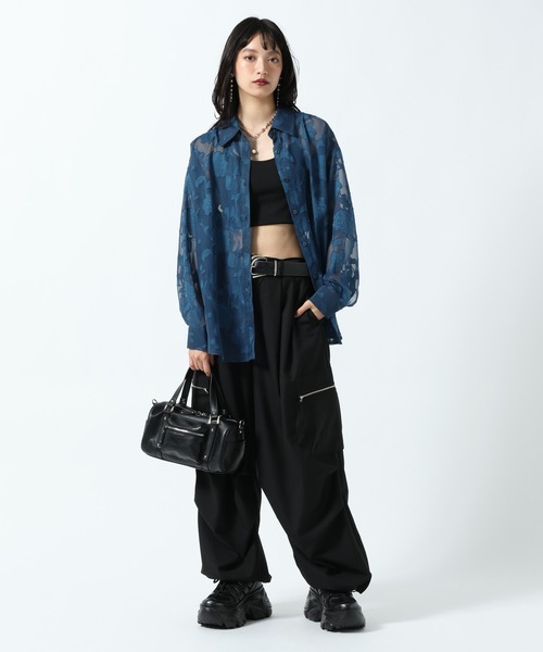 PAGEBOY(ページボーイ)の「レースジャガードシアーシャツ(シャツ/ブラウス・レディース・ブルー/オフホワイト/ブラック・FREE)」の19枚目の写真