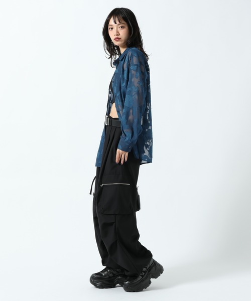 PAGEBOY(ページボーイ)の「レースジャガードシアーシャツ(シャツ/ブラウス・レディース・ブルー/オフホワイト/ブラック・FREE)」の20枚目の写真