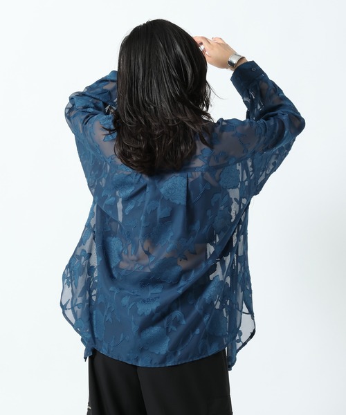 PAGEBOY(ページボーイ)の「レースジャガードシアーシャツ(シャツ/ブラウス・レディース・ブルー/オフホワイト/ブラック・FREE)」の17枚目の写真