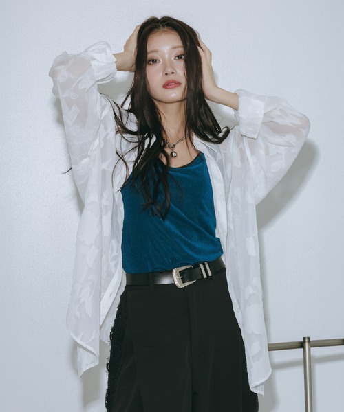 PAGEBOY(ページボーイ)の「レースジャガードシアーシャツ(シャツ/ブラウス・レディース・ブルー/オフホワイト/ブラック・FREE)」の22枚目の写真