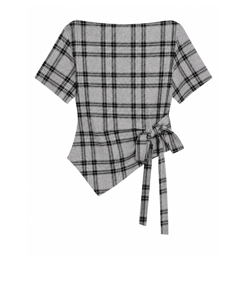 HOOK(フック)の「HOOK for girls オフショルダー アシメヘム チェックトップス (SS)(その他トップス・レディース・ベージュ/グレー・FREE)」の21枚目の写真