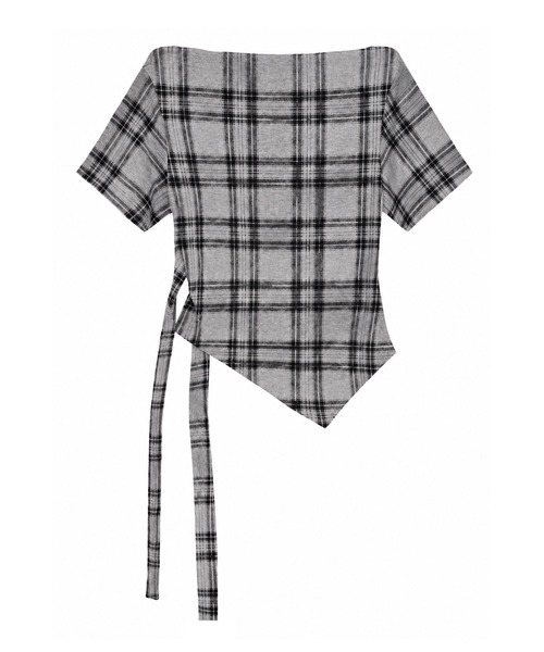 HOOK(フック)の「HOOK for girls オフショルダー アシメヘム チェックトップス (SS)(その他トップス・レディース・ベージュ/グレー・FREE)」の22枚目の写真