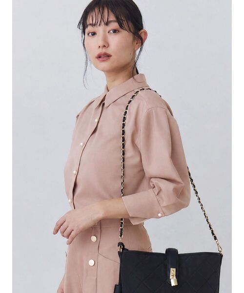 TONAL（トーナル）の「マルチセットパールタックスリーブブラウス（シャツ/ブラウス・レディース・ベージュ/グレー/ネイビー/ピンク/ブラウン・MEDIUM）」の5枚目の写真