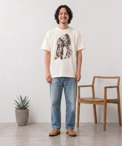 ZIP FIVE(ジップファイブ)の「エスニック Tシャツ インディアン ネイティブ アメカジ(Tシャツ/カットソー・メンズ・ネイビー系/グレー/スミクロ/ホワイト・X-LARGE/MEDIUM)」の1枚目の写真