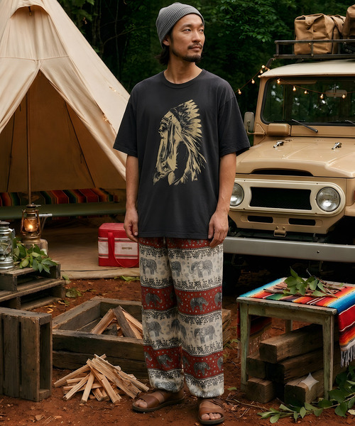 ZIP FIVE(ジップファイブ)の「エスニック Tシャツ インディアン ネイティブ アメカジ(Tシャツ/カットソー・メンズ・ネイビー系/グレー/スミクロ/ホワイト・X-LARGE/MEDIUM)」の2枚目の写真