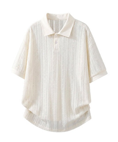 neos(ネオス)の「【neos】透かし メッシュ シアー ポロシャツ ルーズシルエット ユニセックス メンズ レディース(ポロシャツ・メンズ・ブラック/ホワイト・X-LARGE/MEDIUM/LARGE)」の13枚目の写真