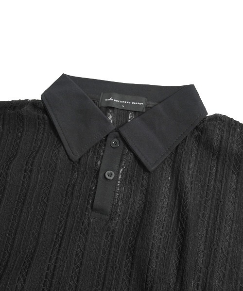 neos(ネオス)の「【neos】透かし メッシュ シアー ポロシャツ ルーズシルエット ユニセックス メンズ レディース(ポロシャツ・メンズ・ブラック/ホワイト・X-LARGE/MEDIUM/LARGE)」の15枚目の写真