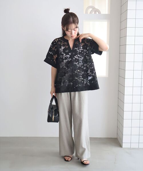 le.coeur blanc(ルクールブラン)の「【日本製】マリンタックパンツ(その他パンツ・レディース・ベージュ系その他2/ネイビー/ブラウン系その他2・36/38)」の12枚目の写真