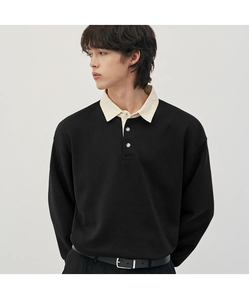 Cotton Semi-Overfit Pike T-shirt — футболка пике (чёрная)