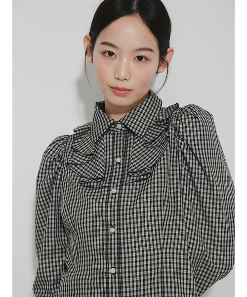 FURFUR（ファーファー）の「ボウタイフリルブラウス（シャツ/ブラウス・レディース・ブルー/ブラック/ライトピンク・F）」の12枚目の写真
