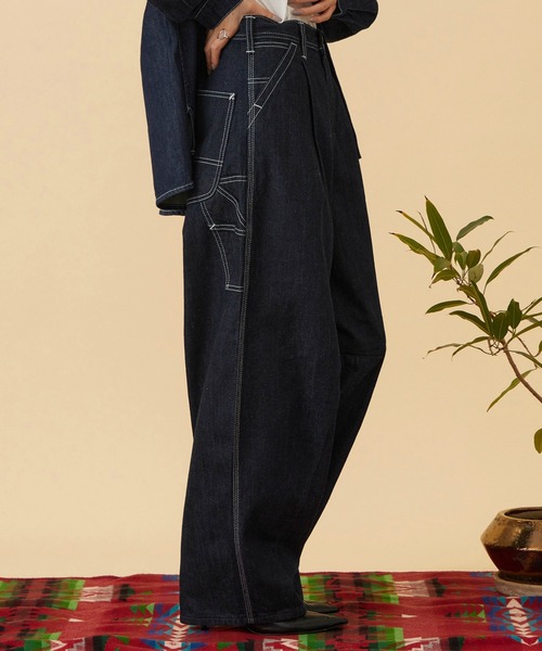 Lee(リー)の「ARCH PAINTER/アーチペインターデニムパンツ DUNGAREES【セットアップ対応】(デニムパンツ・レディース・ストライプ/ダークインディゴブルー/インディゴブルー・X-SMALL/MEDIUM/SMALL)」の7枚目の写真