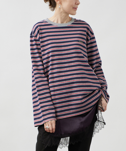 Le Minor（ルミノア）の「Le minor ルミノア Coqette ロングスリーブ 18JG19604（Tシャツ/カットソー・レディース・グレー/ブラウン・SMALL/X-SMALL）」の2枚目の写真