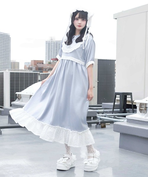 Whinny(ホワイニー)の「Whinny/【2026夏新作♪】メレンゲしゅがーわんぴっぴ(ワンピース・レディース・ブラック/ホワイト/サックスブルー・FREE)」の3枚目の写真