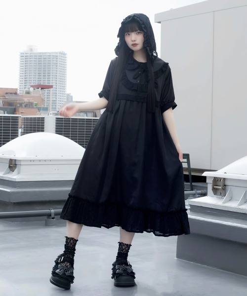 Whinny(ホワイニー)の「Whinny/【2026夏新作♪】メレンゲしゅがーわんぴっぴ(ワンピース・レディース・ブラック/ホワイト/サックスブルー・FREE)」の7枚目の写真