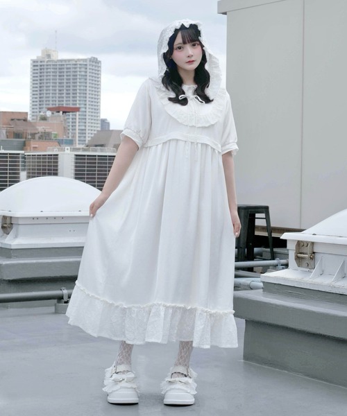 Whinny(ホワイニー)の「Whinny/【2026夏新作♪】メレンゲしゅがーわんぴっぴ(ワンピース・レディース・ブラック/ホワイト/サックスブルー・FREE)」の9枚目の写真