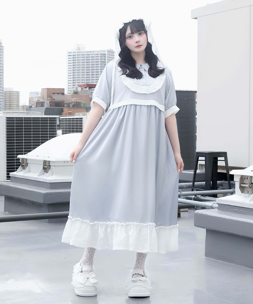 Whinny(ホワイニー)の「Whinny/【2026夏新作♪】メレンゲしゅがーわんぴっぴ(ワンピース・レディース・ブラック/ホワイト/サックスブルー・FREE)」の16枚目の写真