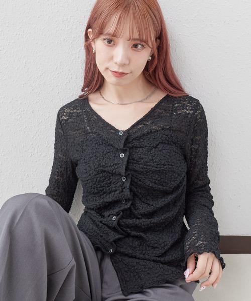 archives(アルシーヴ)の「【ONかわ】カットレースフロントタックTOPS(Tシャツ/カットソー・レディース・ブラック/オフホワイト/アイボリー・MEDIUM)」の22枚目の写真
