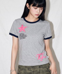 STARリング半袖Tシャツ [メランジグレー]