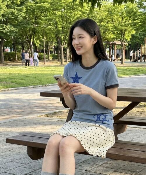 THE GREEN LAB（ザグリーンラボ）の「STARリング半袖Tシャツ [メランジグレー]（Tシャツ/カットソー・レディース・その他・FREE）」の4枚目の写真