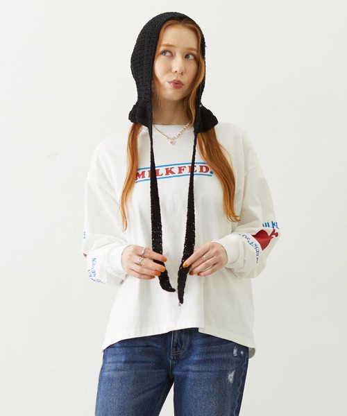 MILKFED.(ミルクフェド)の「FRUIT SLEEVE PRINT L/S TEE(Tシャツ/カットソー・レディース・ホワイト/オレンジ/アッシュ・M/L)」の1枚目の写真