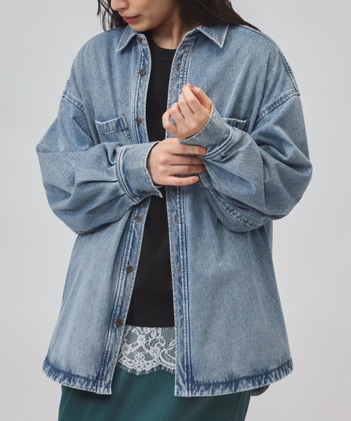TIGORA（ティゴラ）の「ティゴラ TIGORA UVカットデニムジャケット（デニムジャケット・レディース・サックスブルー/ブラック・S/M/L/XL）」の3枚目の写真