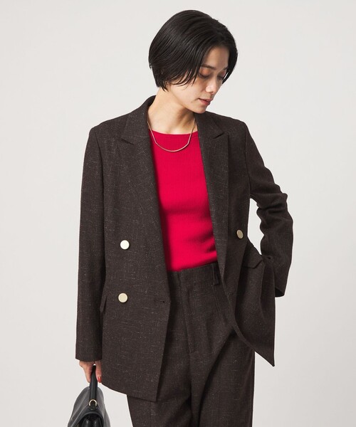 green label relaxing（グリーンレーベルリラクシング）の「［size SHORTあり］スラブ ダブルジャケット（テーラードジャケット・レディース・ベージュ/ダークブラウン/ネイビー・38/36/SHORT/40）」の4枚目の写真