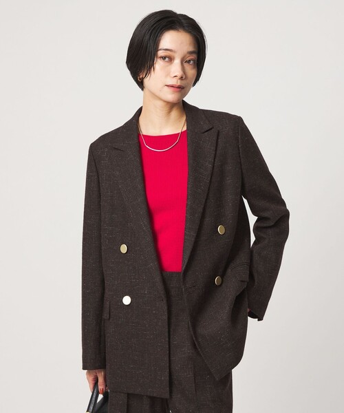 green label relaxing（グリーンレーベルリラクシング）の「［size SHORTあり］スラブ ダブルジャケット（テーラードジャケット・レディース・ベージュ/ダークブラウン/ネイビー・38/36/SHORT/40）」の5枚目の写真