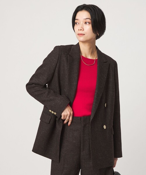green label relaxing（グリーンレーベルリラクシング）の「［size SHORTあり］スラブ ダブルジャケット（テーラードジャケット・レディース・ベージュ/ダークブラウン/ネイビー・38/36/SHORT/40）」の6枚目の写真