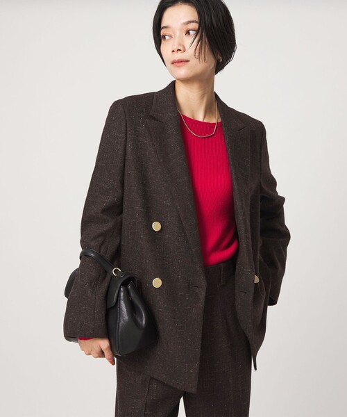 green label relaxing（グリーンレーベルリラクシング）の「［size SHORTあり］スラブ ダブルジャケット（テーラードジャケット・レディース・ベージュ/ダークブラウン/ネイビー・38/36/SHORT/40）」の7枚目の写真