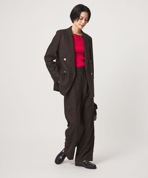 green label relaxing（グリーンレーベルリラクシング）の「［size SHORTあり］スラブ ダブルジャケット（テーラードジャケット・レディース・ベージュ/ダークブラウン/ネイビー・38/36/SHORT/40）」の8枚目の写真