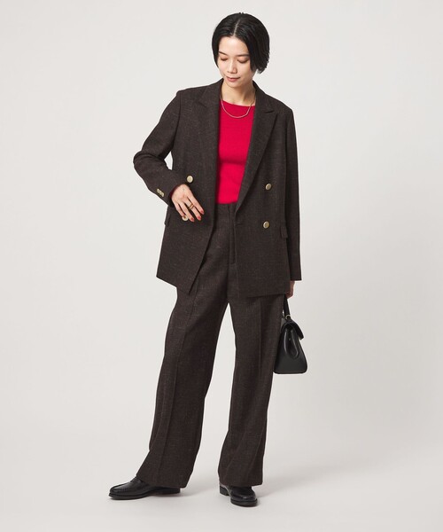green label relaxing（グリーンレーベルリラクシング）の「［size SHORTあり］スラブ ダブルジャケット（テーラードジャケット・レディース・ベージュ/ダークブラウン/ネイビー・38/36/SHORT/40）」の10枚目の写真