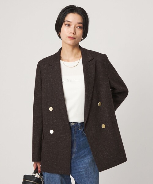 green label relaxing（グリーンレーベルリラクシング）の「［size SHORTあり］スラブ ダブルジャケット（テーラードジャケット・レディース・ベージュ/ダークブラウン/ネイビー・38/36/SHORT/40）」の11枚目の写真