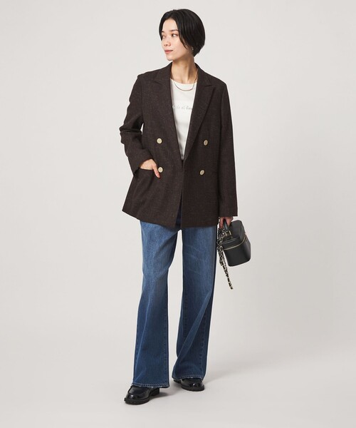 green label relaxing（グリーンレーベルリラクシング）の「［size SHORTあり］スラブ ダブルジャケット（テーラードジャケット・レディース・ベージュ/ダークブラウン/ネイビー・38/36/SHORT/40）」の15枚目の写真