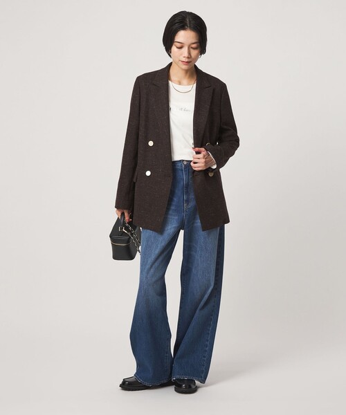 green label relaxing（グリーンレーベルリラクシング）の「［size SHORTあり］スラブ ダブルジャケット（テーラードジャケット・レディース・ベージュ/ダークブラウン/ネイビー・38/36/SHORT/40）」の16枚目の写真