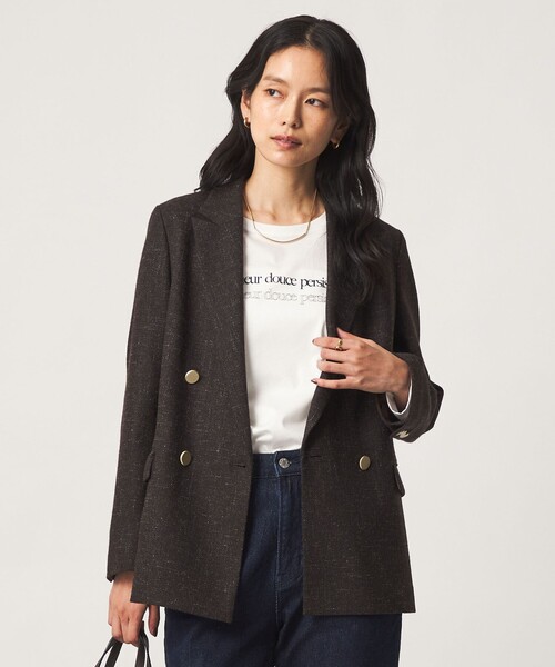 green label relaxing（グリーンレーベルリラクシング）の「［size SHORTあり］スラブ ダブルジャケット（テーラードジャケット・レディース・ベージュ/ダークブラウン/ネイビー・38/36/SHORT/40）」の17枚目の写真